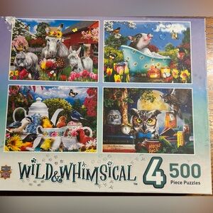 Farm Friends Wild & Whimsical 500 Piece 4 Puzzle Set